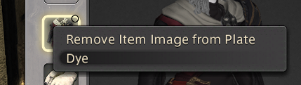 Screenshot of FFXIV showing the option to dye an item.